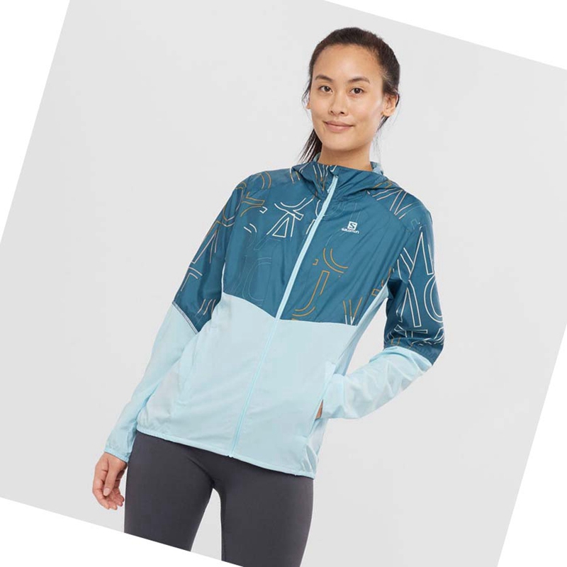 Salomon AGILE WIND WINDBREAKERS Kabát Női Zöld | 45839-PZXO