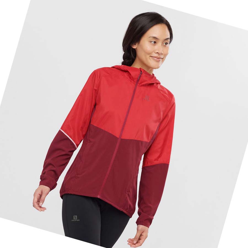 Salomon AGILE WIND WINDBREAKERS Kabát Női Piros | 98754-UONG