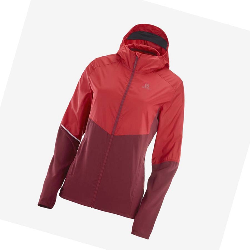 Salomon AGILE WIND WINDBREAKERS Kabát Női Piros | 98754-UONG