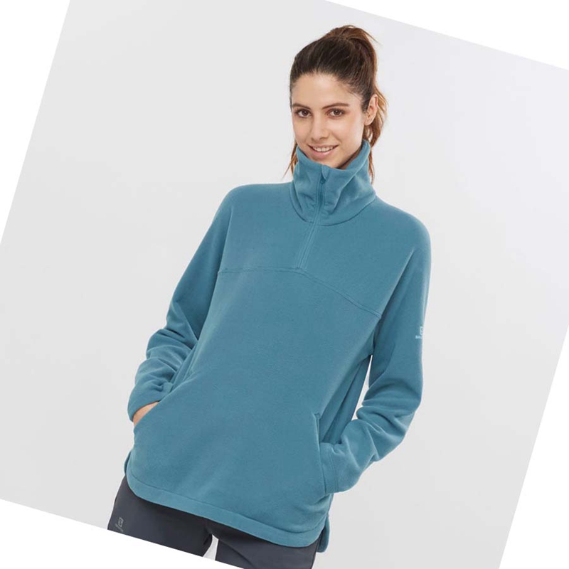 Salomon ESSENTIAL COSY FLEECE Kapucnis Pulóver Női Kék | 19568-LWKB