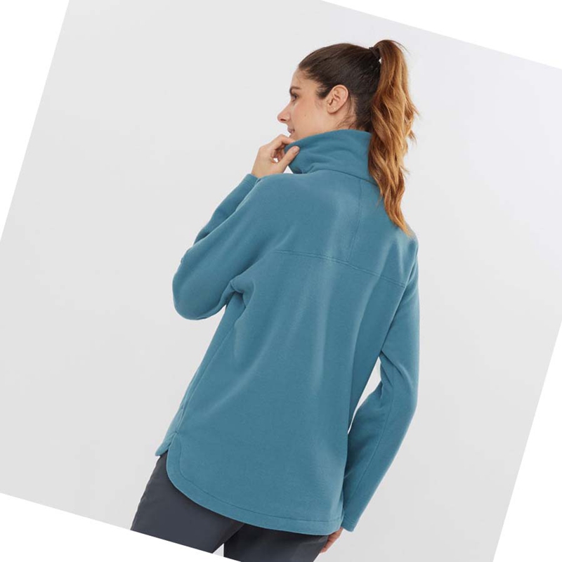 Salomon ESSENTIAL COSY FLEECE Kapucnis Pulóver Női Kék | 19568-LWKB