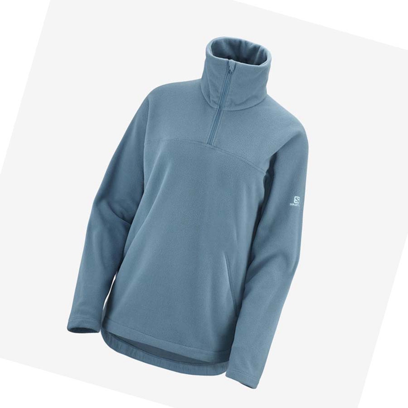 Salomon ESSENTIAL COSY FLEECE Kapucnis Pulóver Női Kék | 19568-LWKB