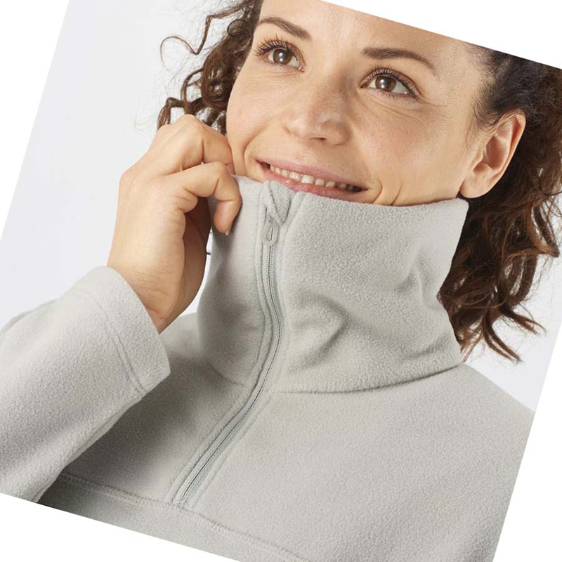 Salomon ESSENTIAL COSY FLEECE Kapucnis Pulóver Női Fehér | 48150-DLMT