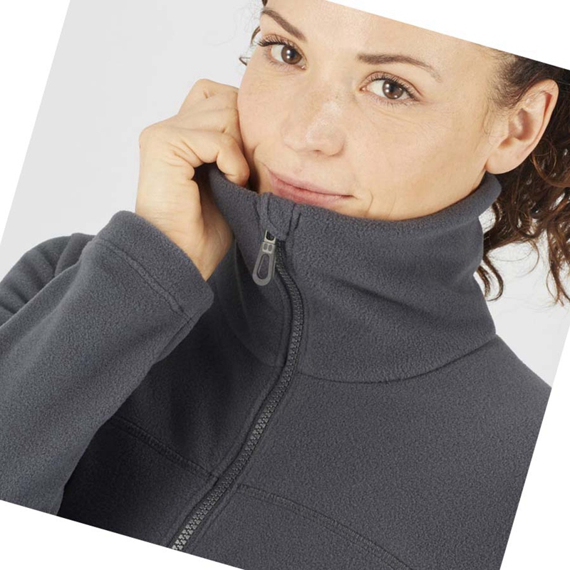 Salomon ESSENTIAL COSY FLEECE Kapucnis Pulóver Női Fekete | 62983-MICB