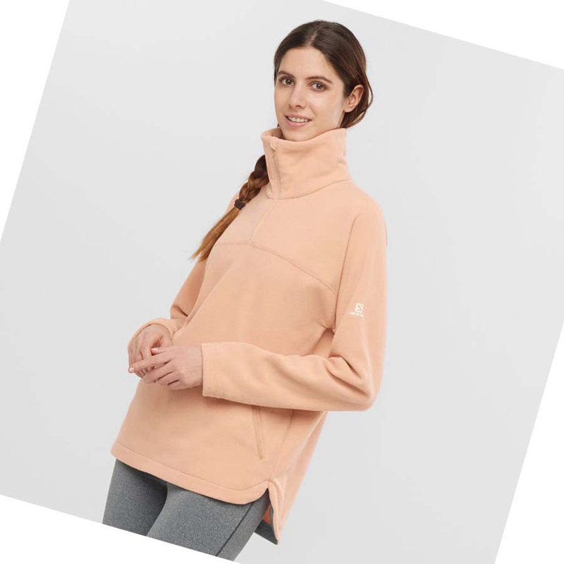 Salomon ESSENTIAL COSY FLEECE Kapucnis Pulóver Női Rózsaszín | 63720-RTUL