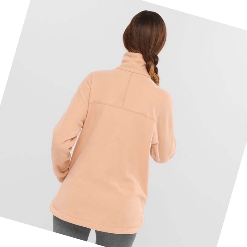Salomon ESSENTIAL COSY FLEECE Kapucnis Pulóver Női Rózsaszín | 63720-RTUL