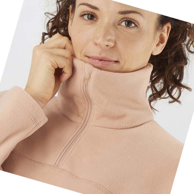 Salomon ESSENTIAL COSY FLEECE Kapucnis Pulóver Női Rózsaszín | 63720-RTUL