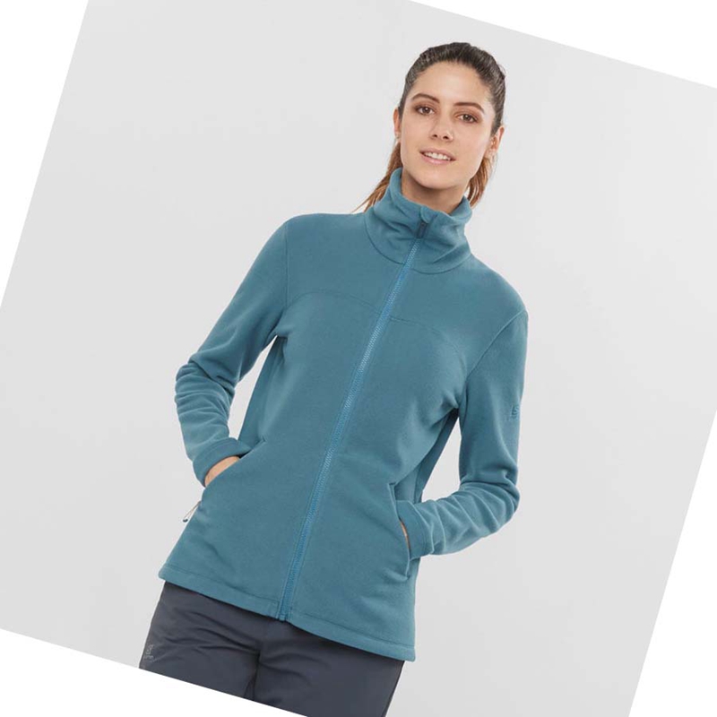 Salomon ESSENTIAL COSY FLEECE Kapucnis Pulóver Női Kék | 63790-OKWF