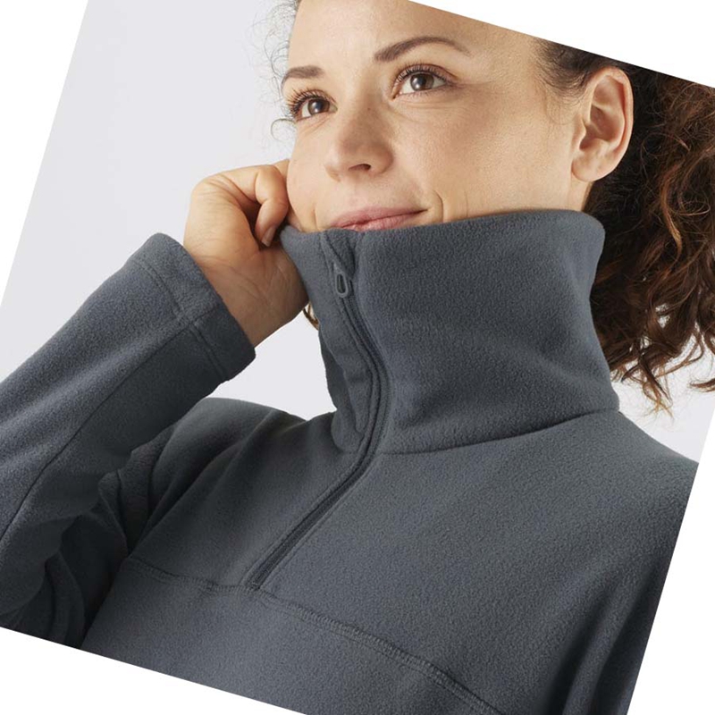 Salomon ESSENTIAL COSY FLEECE Kapucnis Pulóver Női Szürke | 86015-BQPG