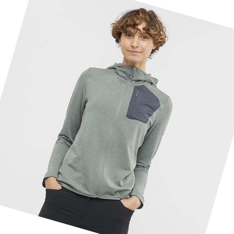 Salomon ESSENTIAL LIGHTWARM HOODED Kapucnis Pulóver Női Zöld | 05926-LBOZ