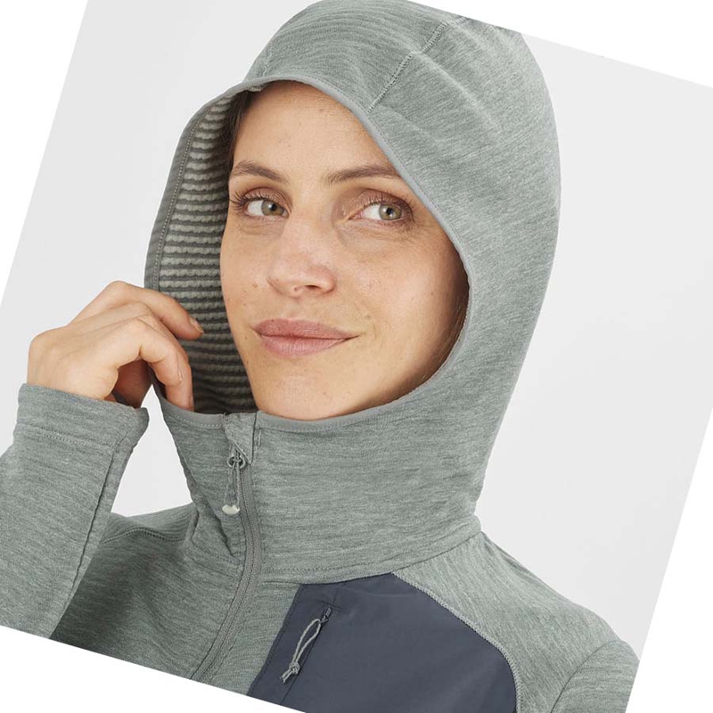 Salomon ESSENTIAL LIGHTWARM HOODED Kapucnis Pulóver Női Zöld | 05926-LBOZ