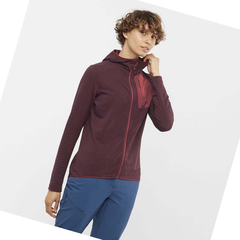 Salomon ESSENTIAL LIGHTWARM HOODED Kapucnis Pulóver Női Piros | 59731-NGWA