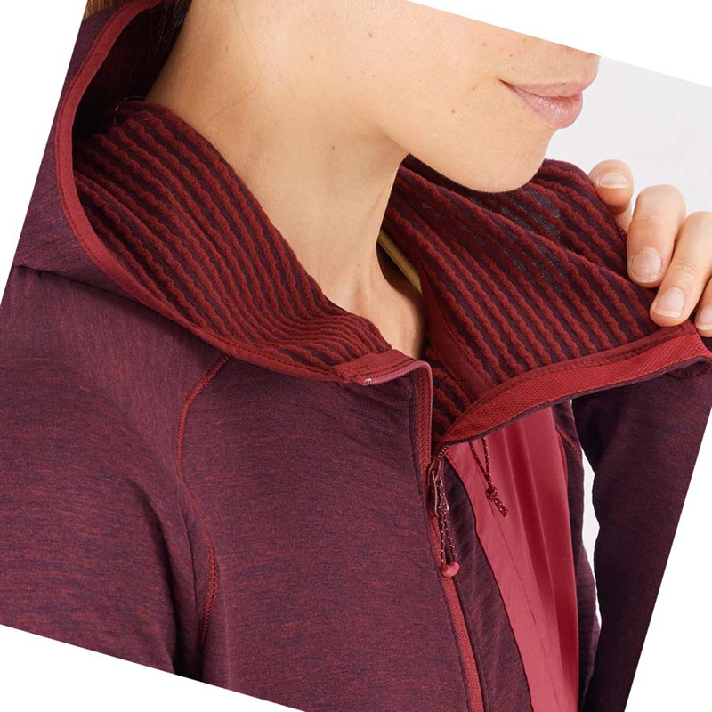 Salomon ESSENTIAL LIGHTWARM HOODED Kapucnis Pulóver Női Piros | 59731-NGWA