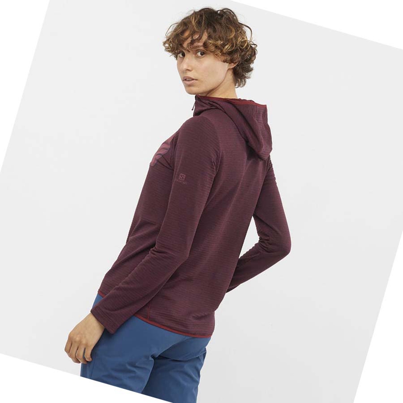 Salomon ESSENTIAL LIGHTWARM HOODED Kapucnis Pulóver Női Piros | 59731-NGWA
