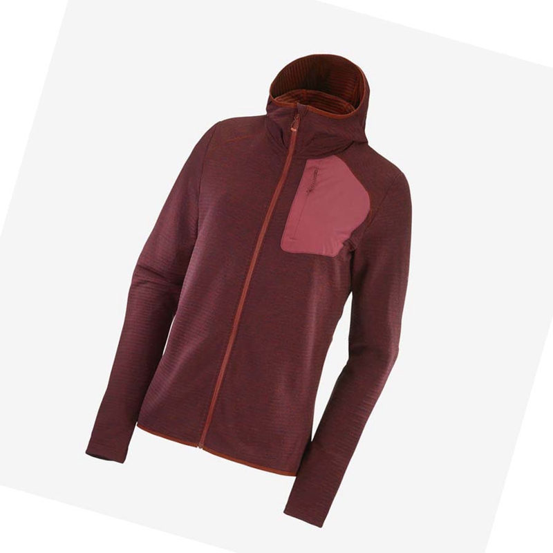 Salomon ESSENTIAL LIGHTWARM HOODED Kapucnis Pulóver Női Piros | 59731-NGWA