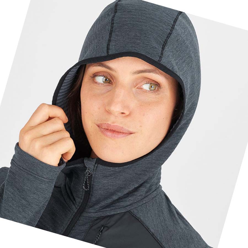 Salomon ESSENTIAL LIGHTWARM HOODED Kapucnis Pulóver Női Fekete | 97214-SXYA