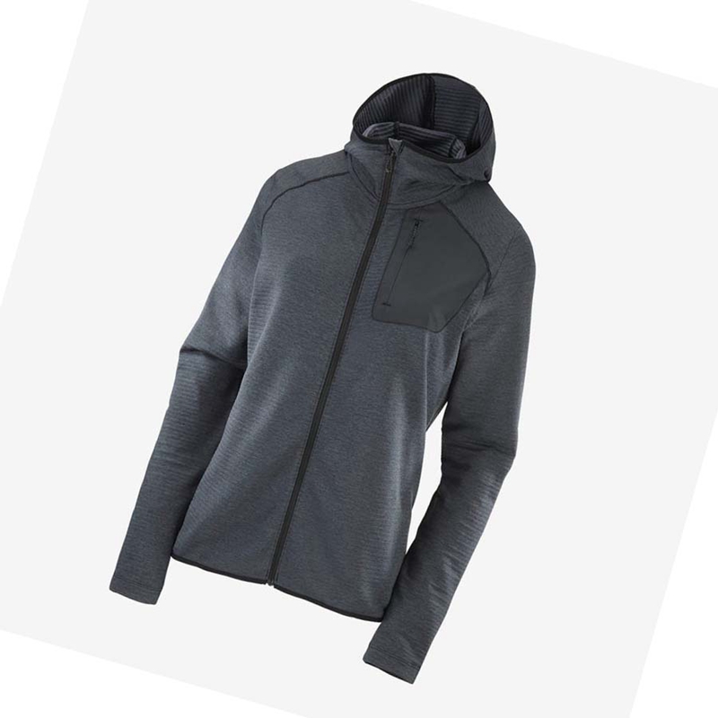 Salomon ESSENTIAL LIGHTWARM HOODED Kapucnis Pulóver Női Fekete | 97214-SXYA
