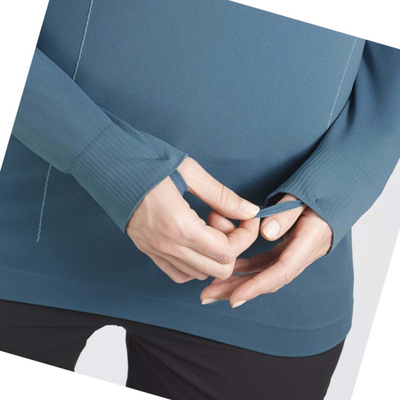 Salomon ESSENTIAL SEAMLESS Kapucnis Pulóver Női Sötétkék | 41896-OKRW