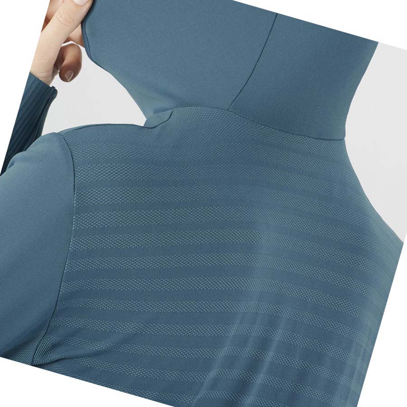 Salomon ESSENTIAL SEAMLESS Kapucnis Pulóver Női Sötétkék | 41896-OKRW