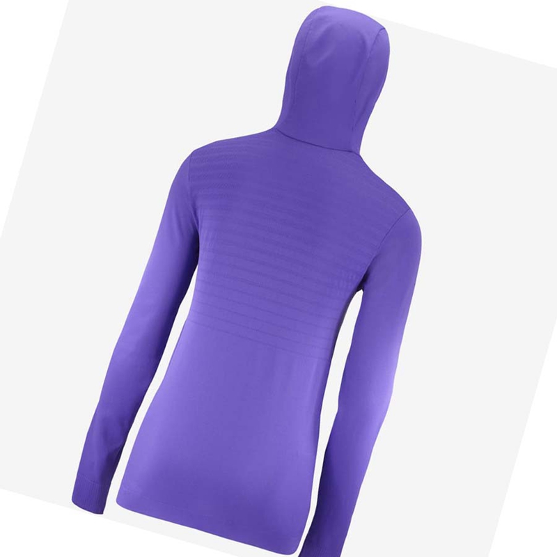Salomon ESSENTIAL SEAMLESS Kapucnis Pulóver Női Lila | 84376-NCMA