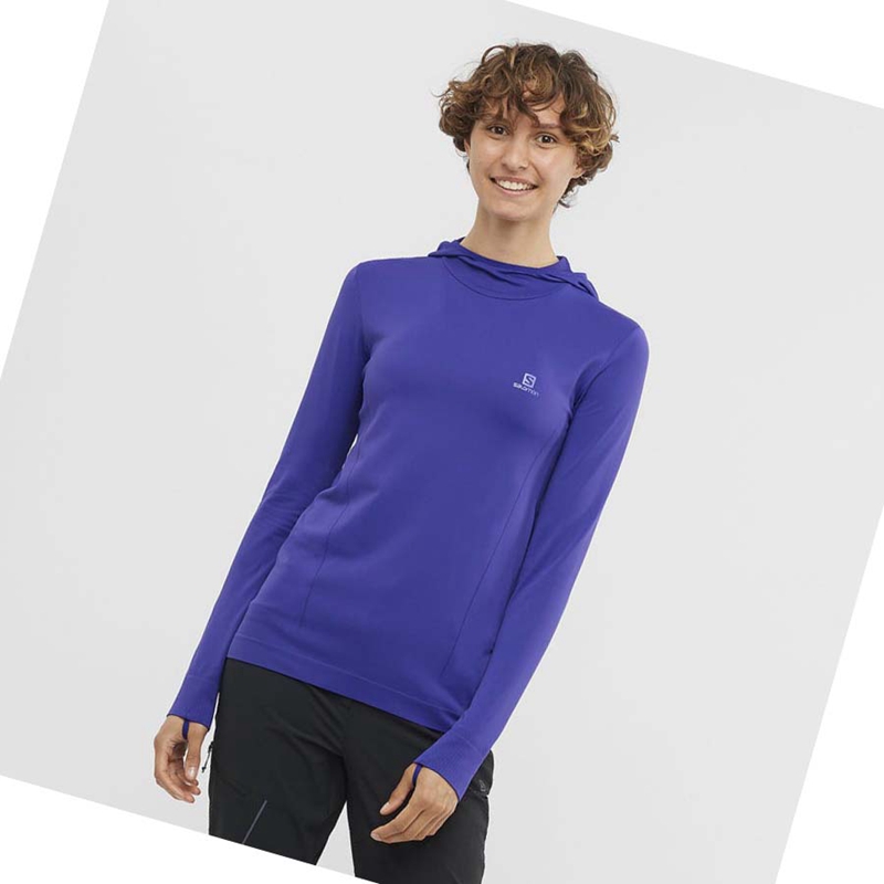 Salomon ESSENTIAL SEAMLESS Kapucnis Pulóver Női Lila | 84376-NCMA