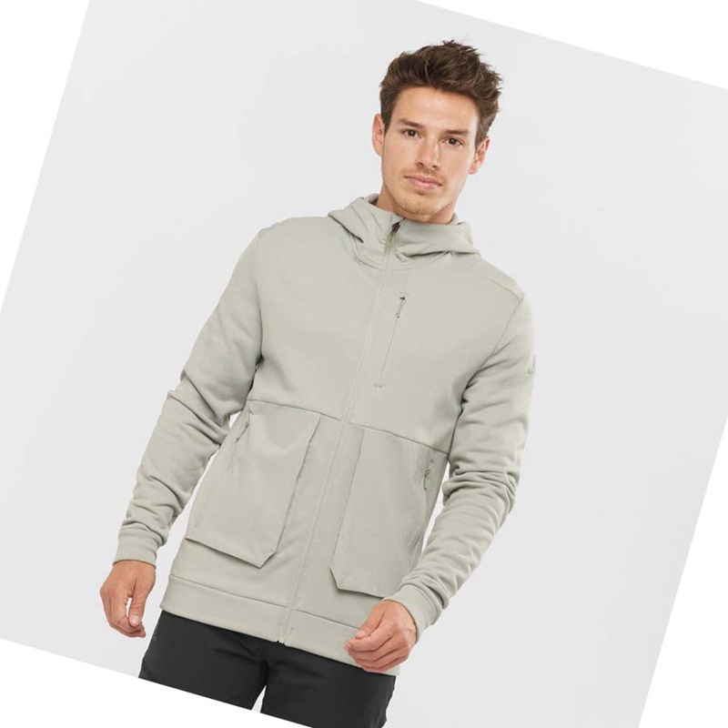 Salomon ESSENTIAL WARM FLEECE Kapucnis Pulóver Férfi Bézs | 56340-VBRS