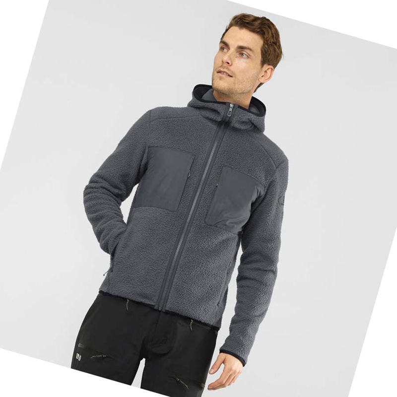 Salomon ESSENTIAL WARM TEDDY Kapucnis Pulóver Férfi Szürke | 65837-UYNB