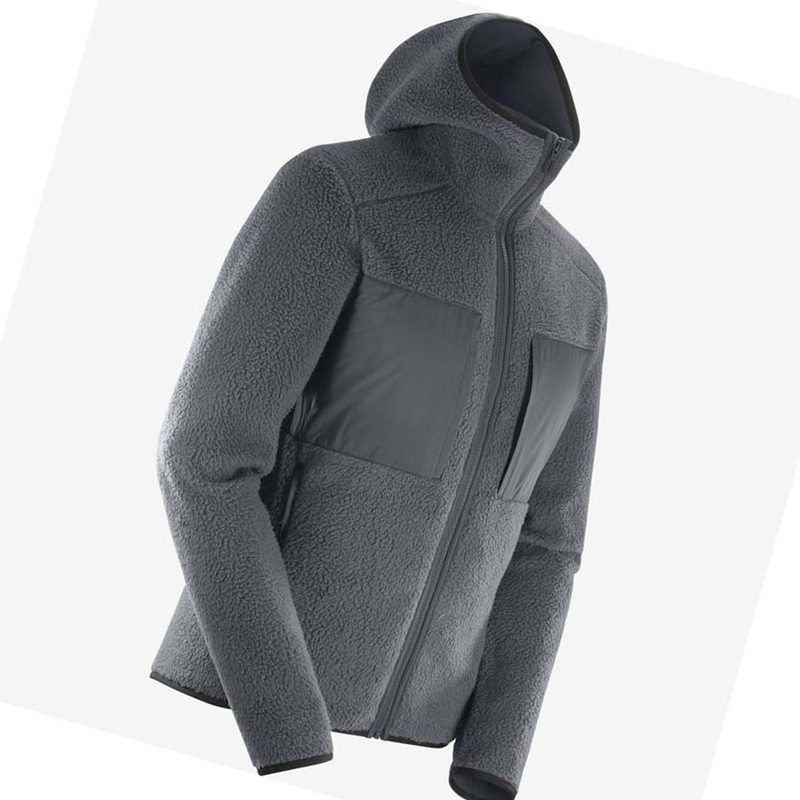 Salomon ESSENTIAL WARM TEDDY Kapucnis Pulóver Férfi Szürke | 65837-UYNB