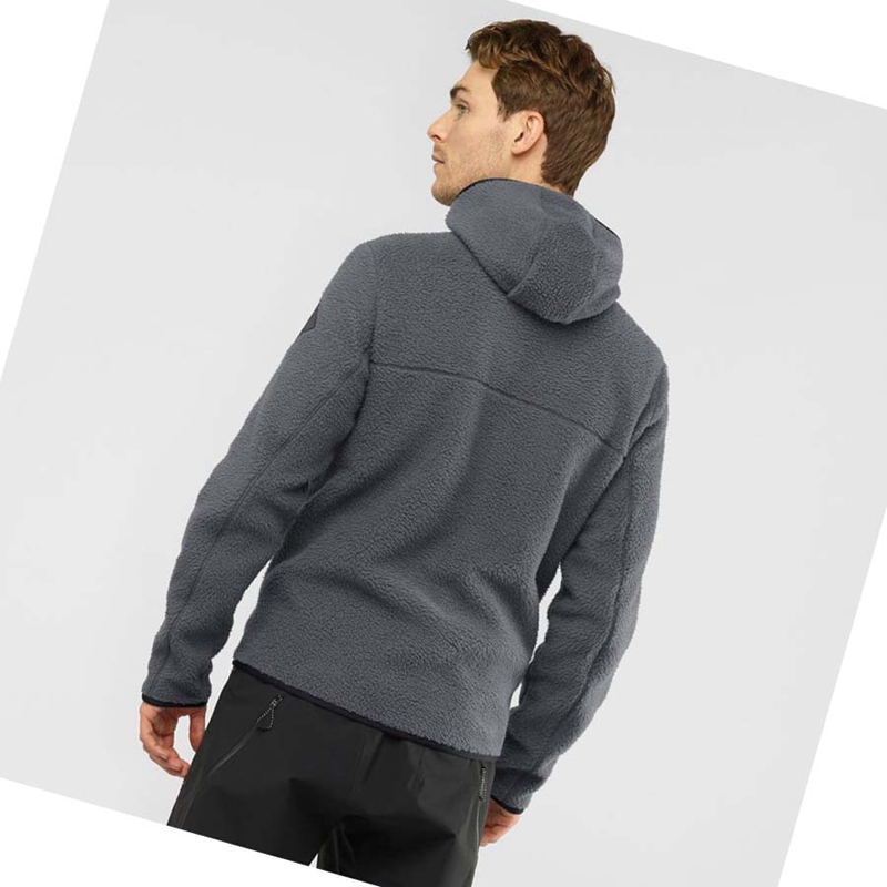 Salomon ESSENTIAL WARM TEDDY Kapucnis Pulóver Férfi Szürke | 65837-UYNB