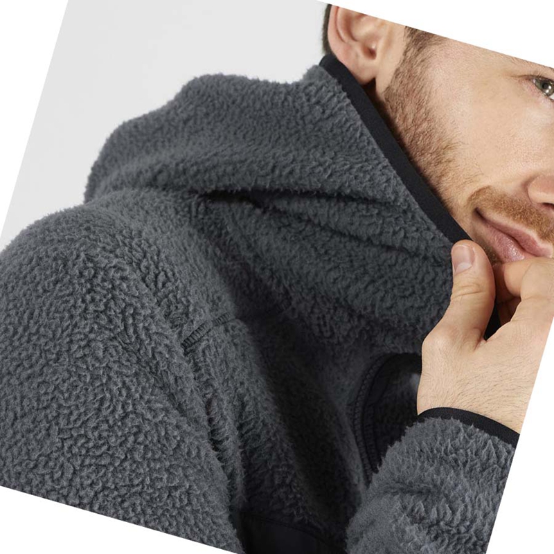 Salomon ESSENTIAL WARM TEDDY Kapucnis Pulóver Férfi Szürke | 65837-UYNB