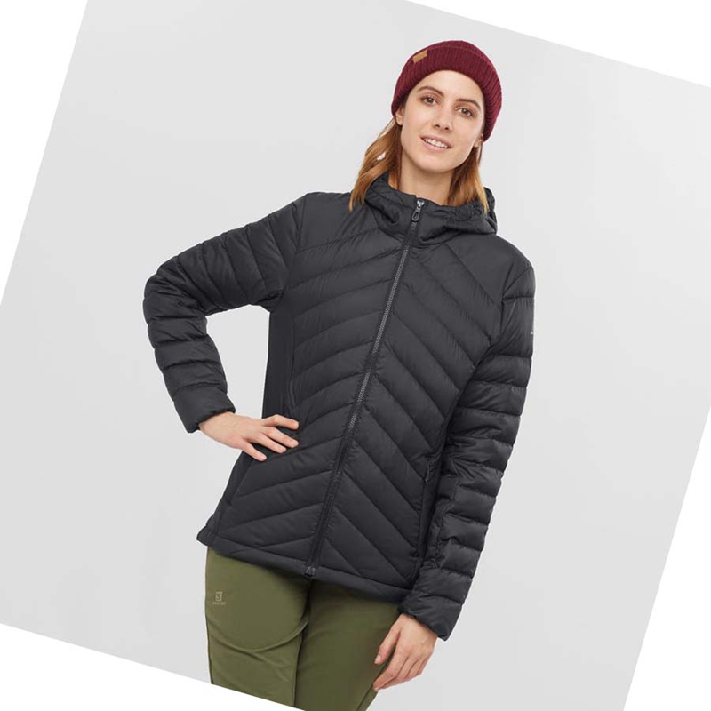 Salomon ESSENTIAL XWARM DOWN INSULATED Kabát Női Fekete | 09138-ZUVA