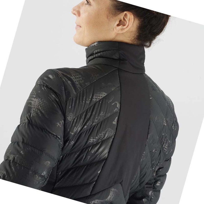 Salomon ESSENTIAL XWARM DOWN INSULATED Kabát Női Fekete Fekete | 35908-LEUC