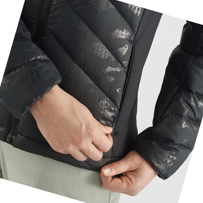 Salomon ESSENTIAL XWARM DOWN INSULATED Kabát Női Fekete Fekete | 35908-LEUC