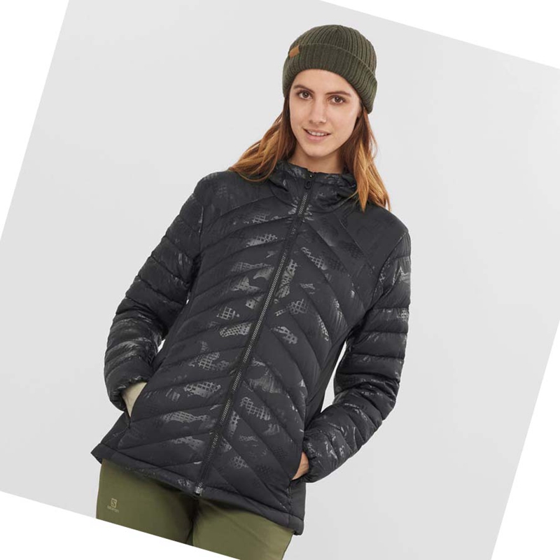 Salomon ESSENTIAL XWARM DOWN INSULATED Kabát Női Fekete Fekete | 84672-JQTO
