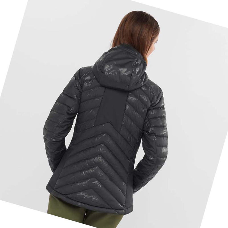 Salomon ESSENTIAL XWARM DOWN INSULATED Kabát Női Fekete Fekete | 84672-JQTO