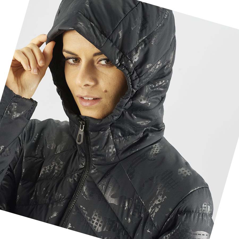 Salomon ESSENTIAL XWARM DOWN INSULATED Kabát Női Fekete Fekete | 84672-JQTO