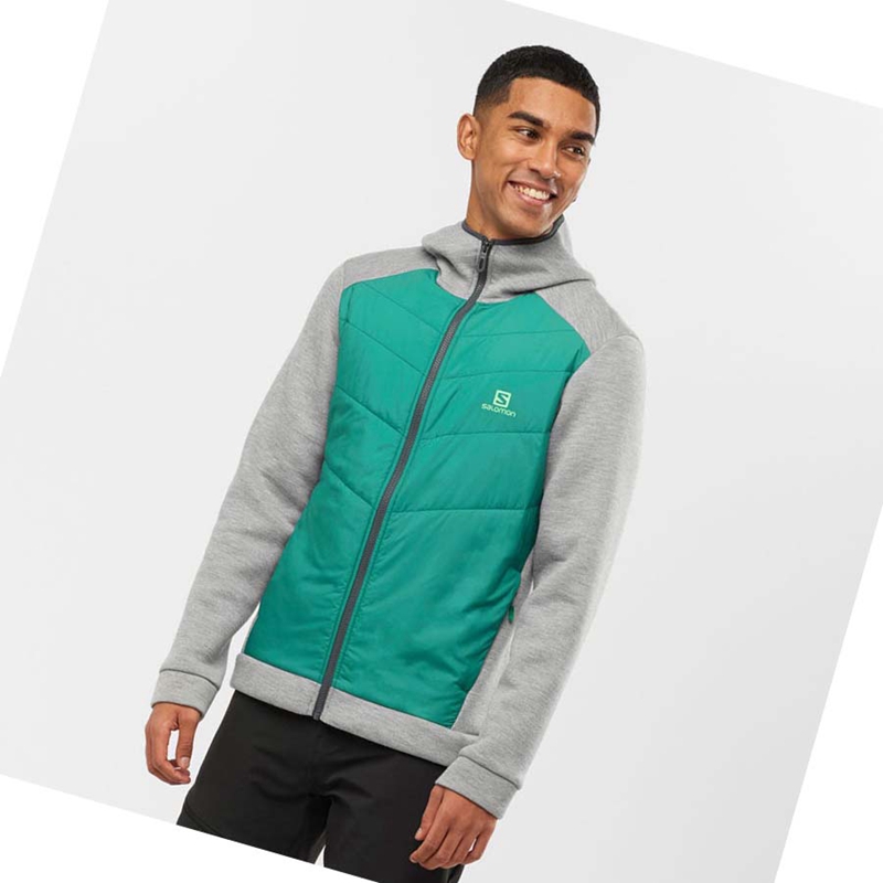 Salomon ESSENTIAL XWARM HYBRID Kapucnis Pulóver Férfi Zöld | 26095-FLQT
