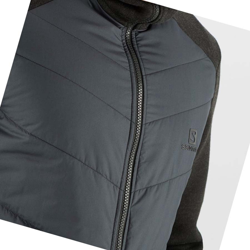 Salomon ESSENTIAL XWARM HYBRID Kapucnis Pulóver Férfi Szürke | 95087-WKTS