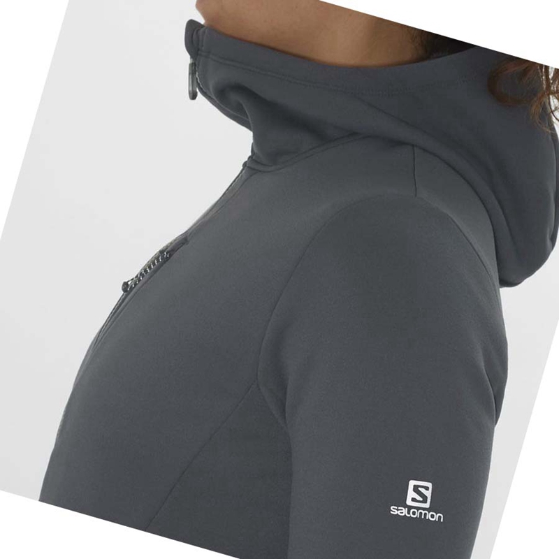 Salomon ESSENTIAL XWARM Kapucnis Pulóver Női Fekete | 43517-LSVQ
