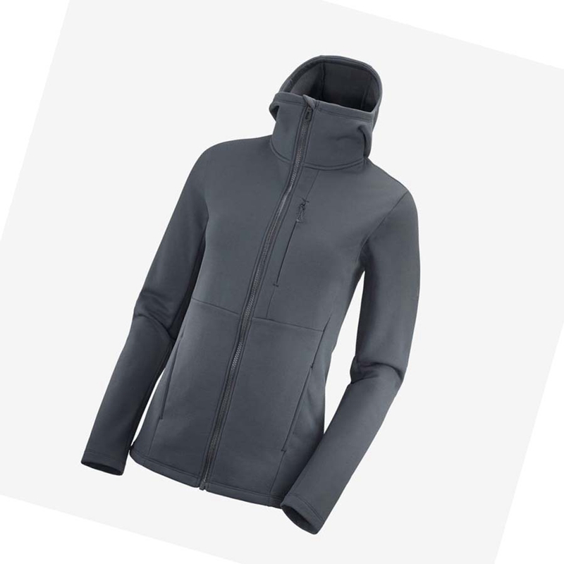 Salomon ESSENTIAL XWARM Kapucnis Pulóver Női Fekete | 43517-LSVQ