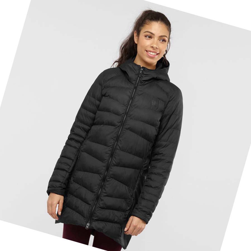 Salomon ESSENTIAL XWARM LONG INSULATED Kabát Női Fekete | 39652-VEFH