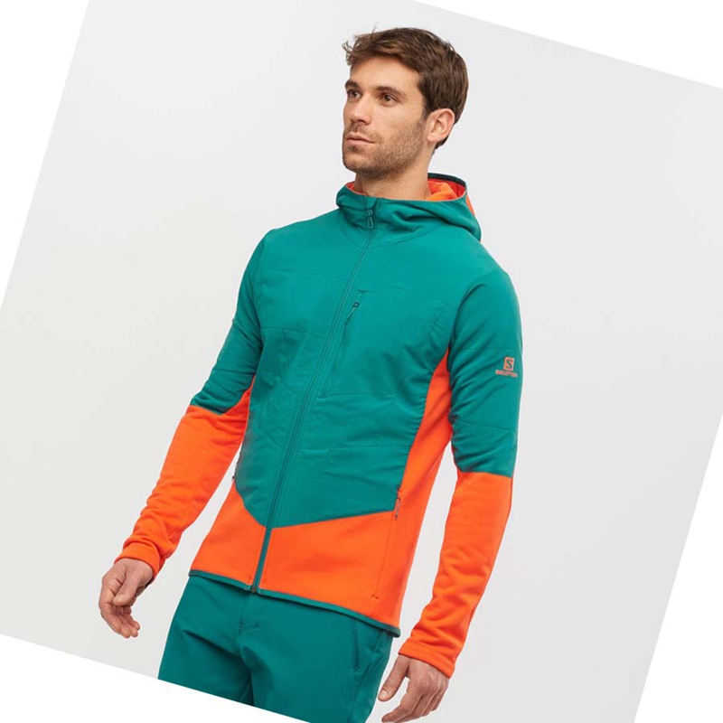 Salomon OUTLINE WARM HYBRID Kapucnis Pulóver Férfi Zöld | 05674-LJIN