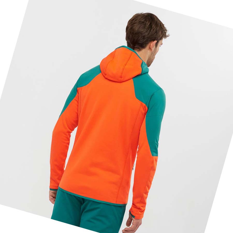 Salomon OUTLINE WARM HYBRID Kapucnis Pulóver Férfi Zöld | 05674-LJIN
