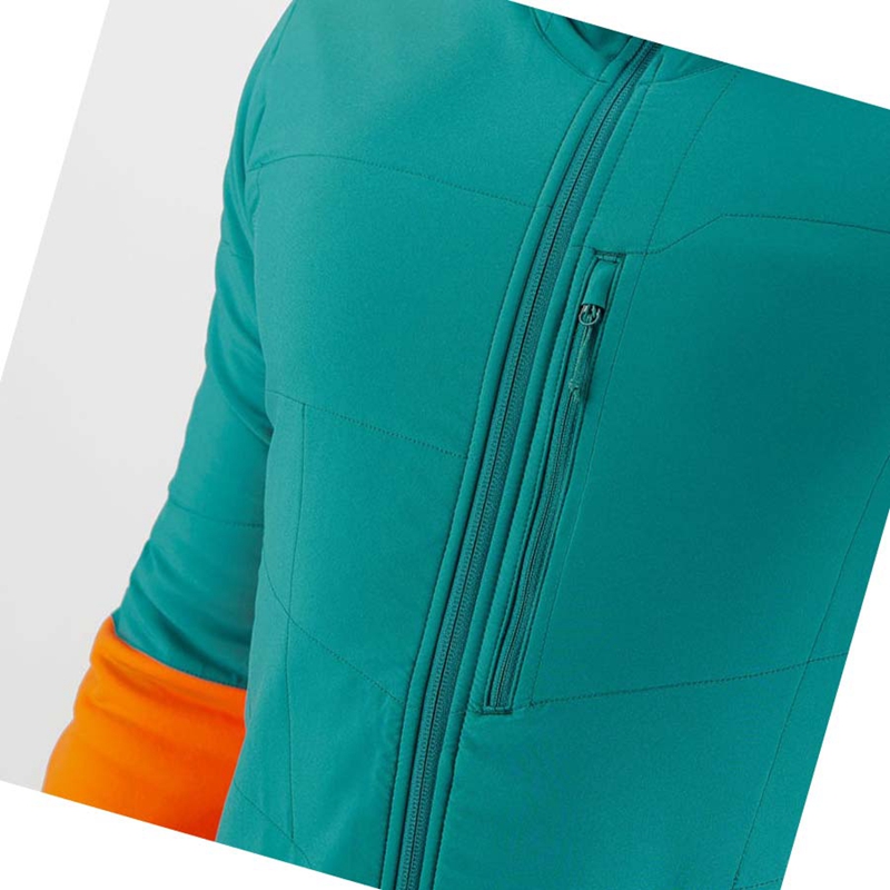 Salomon OUTLINE WARM HYBRID Kapucnis Pulóver Férfi Zöld | 05674-LJIN
