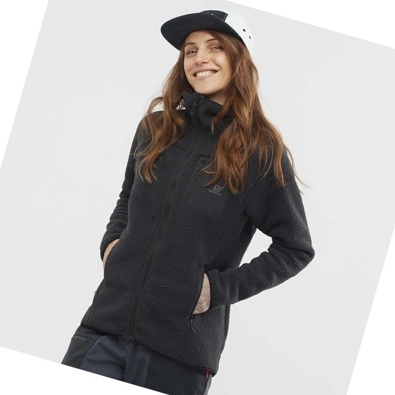 Salomon OUTLINE WARM TEDDY Kapucnis Pulóver Női Fekete | 31287-KIWR