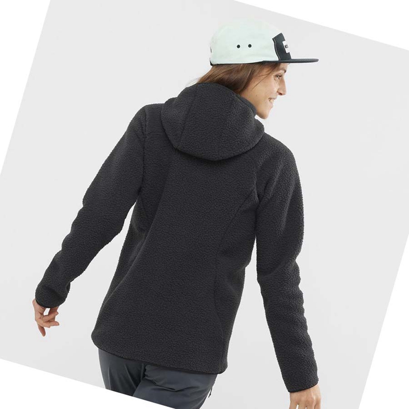 Salomon OUTLINE WARM TEDDY Kapucnis Pulóver Női Fekete | 31287-KIWR