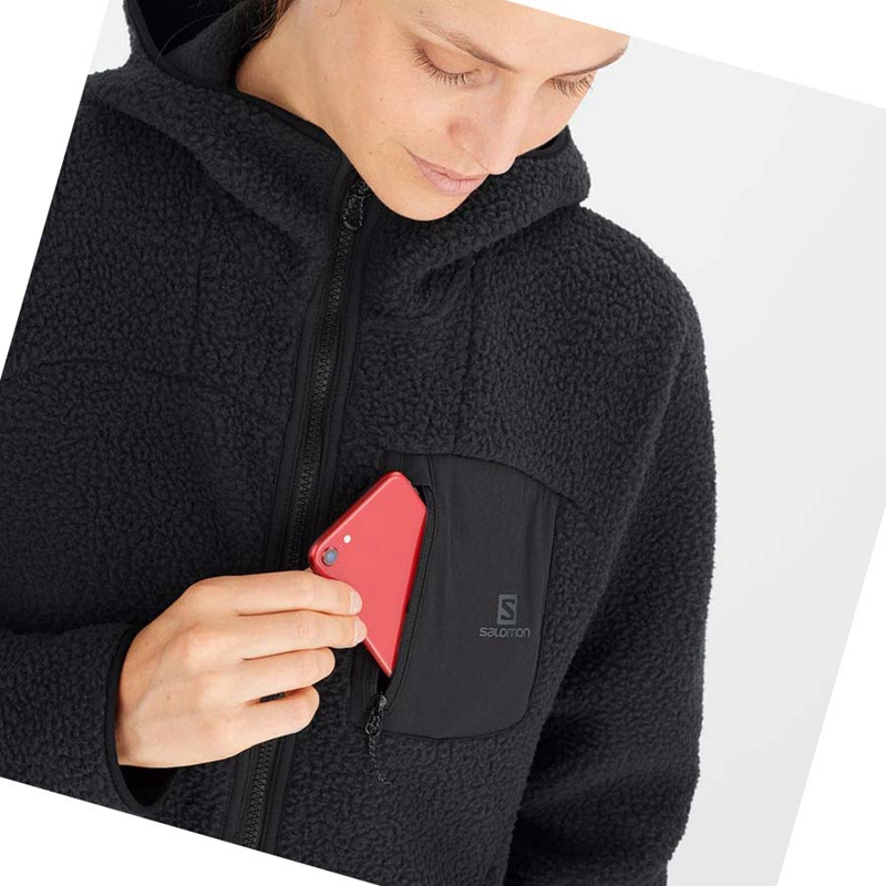 Salomon OUTLINE WARM TEDDY Kapucnis Pulóver Női Fekete | 31287-KIWR