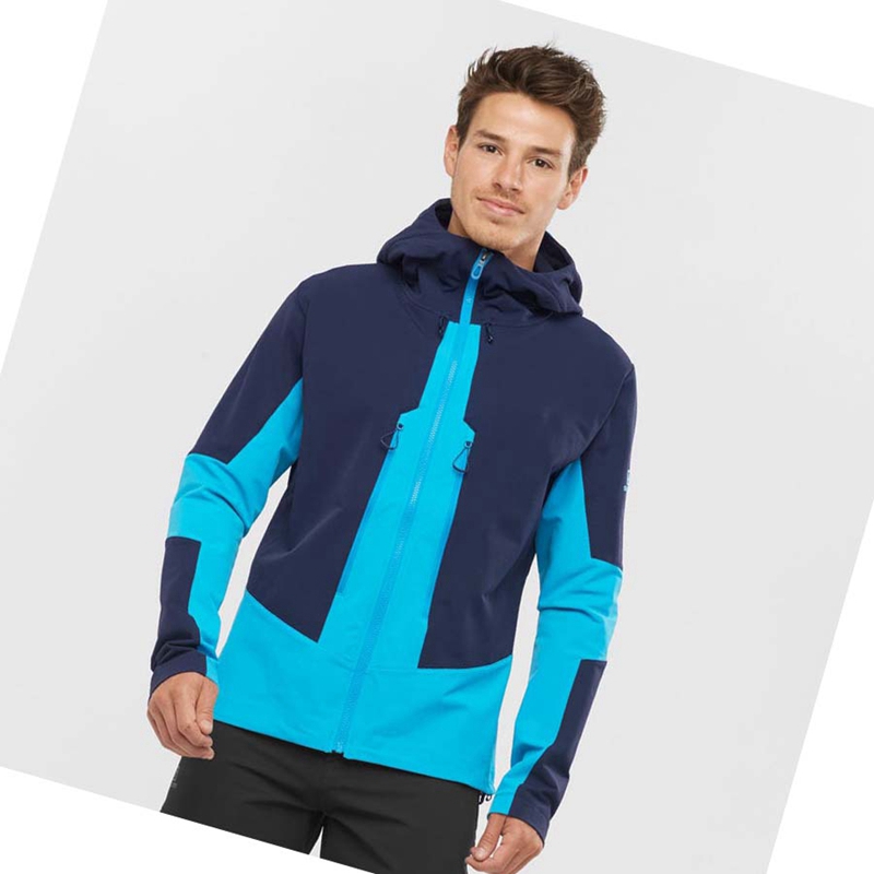 Salomon OUTPEAK SOFTSHELL Kabát Férfi Kék | 31045-OSWR