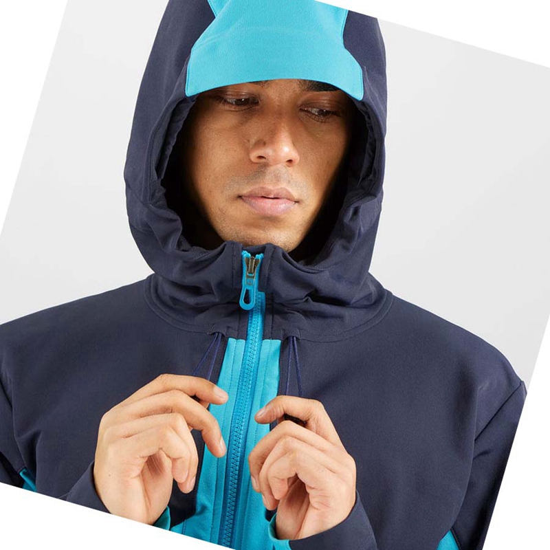 Salomon OUTPEAK SOFTSHELL Kabát Férfi Kék | 31045-OSWR