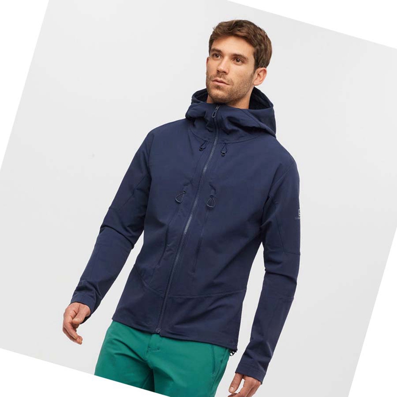 Salomon OUTPEAK SOFTSHELL Kabát Férfi Sötétkék | 74362-KGFJ